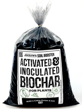 Load image into Gallery viewer, 1.5kg bag of activated &amp; inoculated biochar in clear bag on white background
