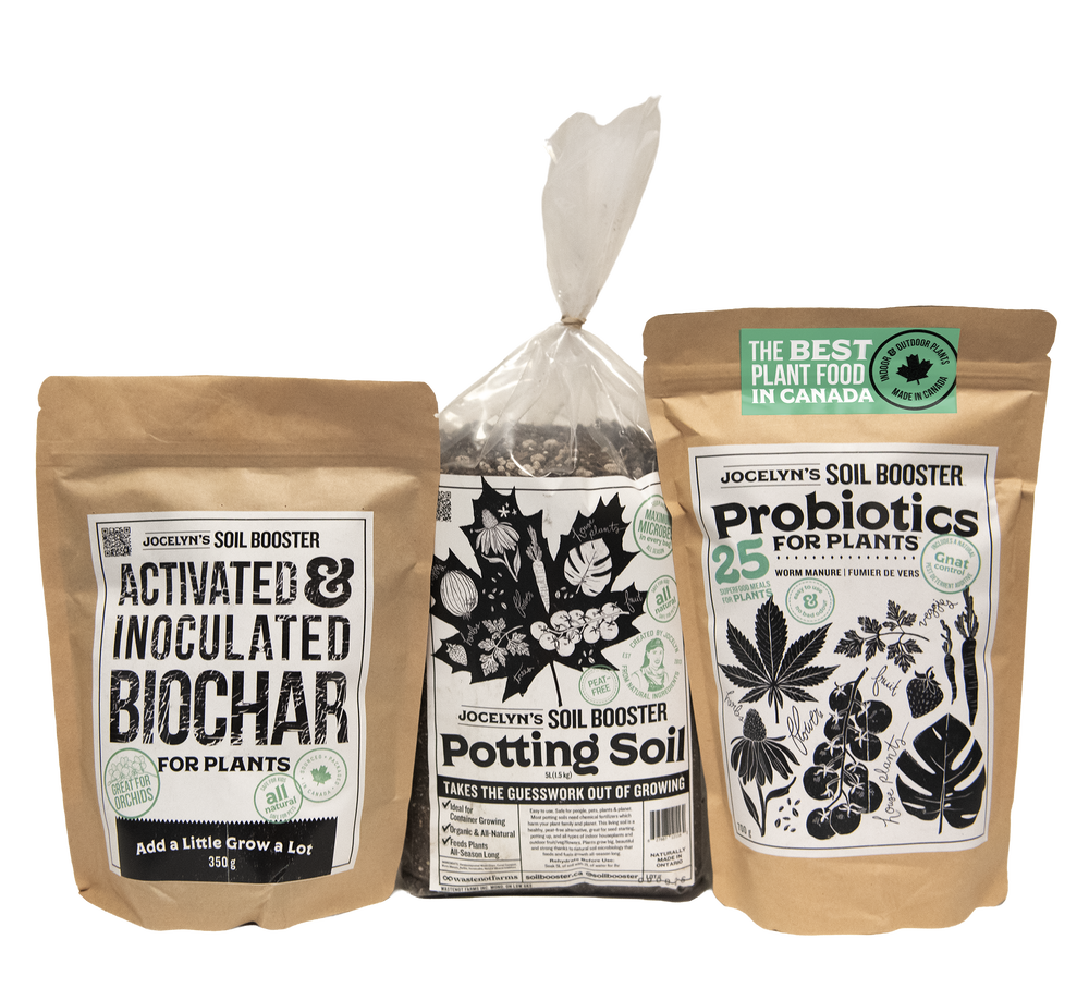 Starter Grow Kit - Worm Manure, Potting Soil & Activated Biochar for Indoor/Outdoor Plants