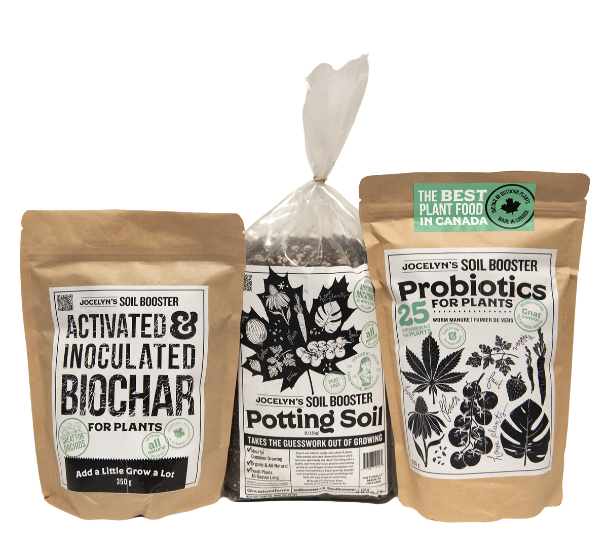 Starter Grow Kit - Worm Manure, Potting Soil & Activated Biochar for Indoor/Outdoor Plants