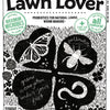 Black drawing on white background label for lawn lover