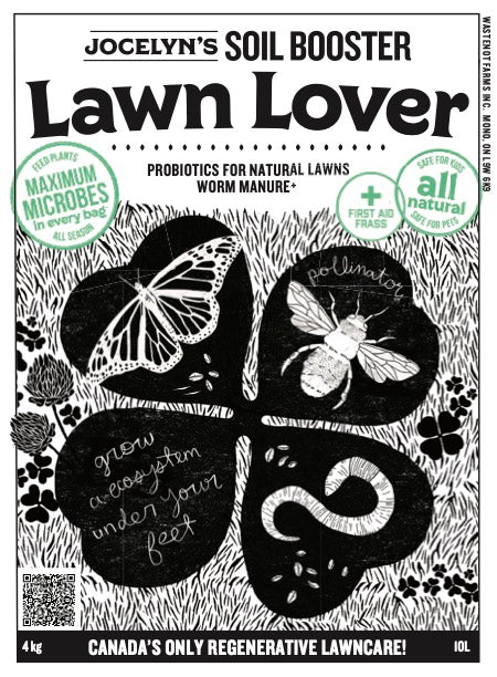Black drawing on white background label for lawn lover